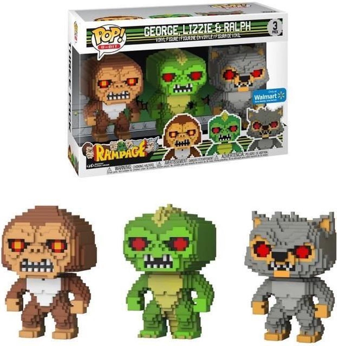 3 beeldjes   Pop! Rampage: 8-Bit George, Lizzie, Ralph - Exclusief