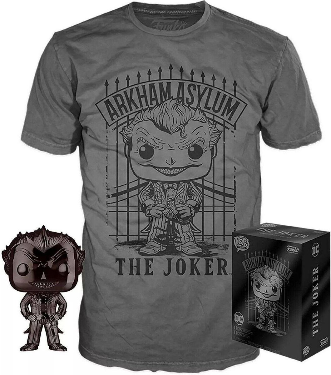 Batman: Arkham Asylum - The Joker Chrome   POP! Vinyl Figuur & T-Shirt Box Set - maat S