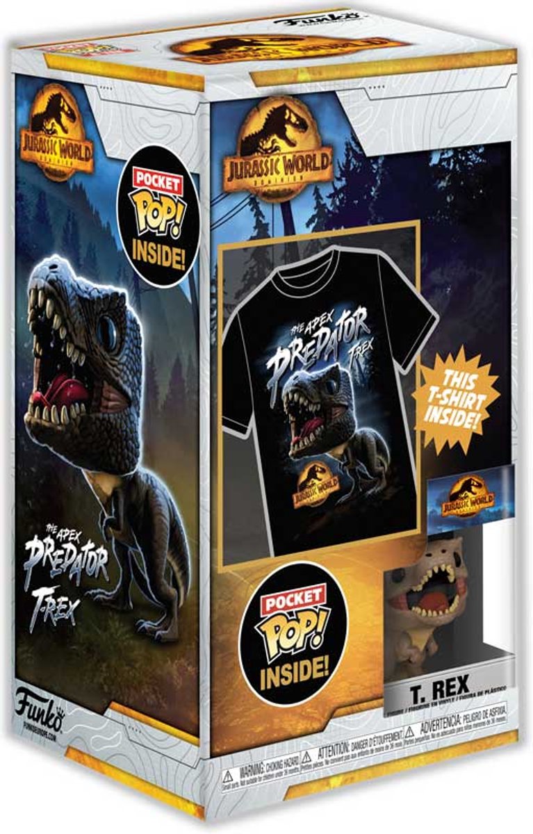 FUNKO POCKET POP! & TEE JURASSIC - T REX - M.