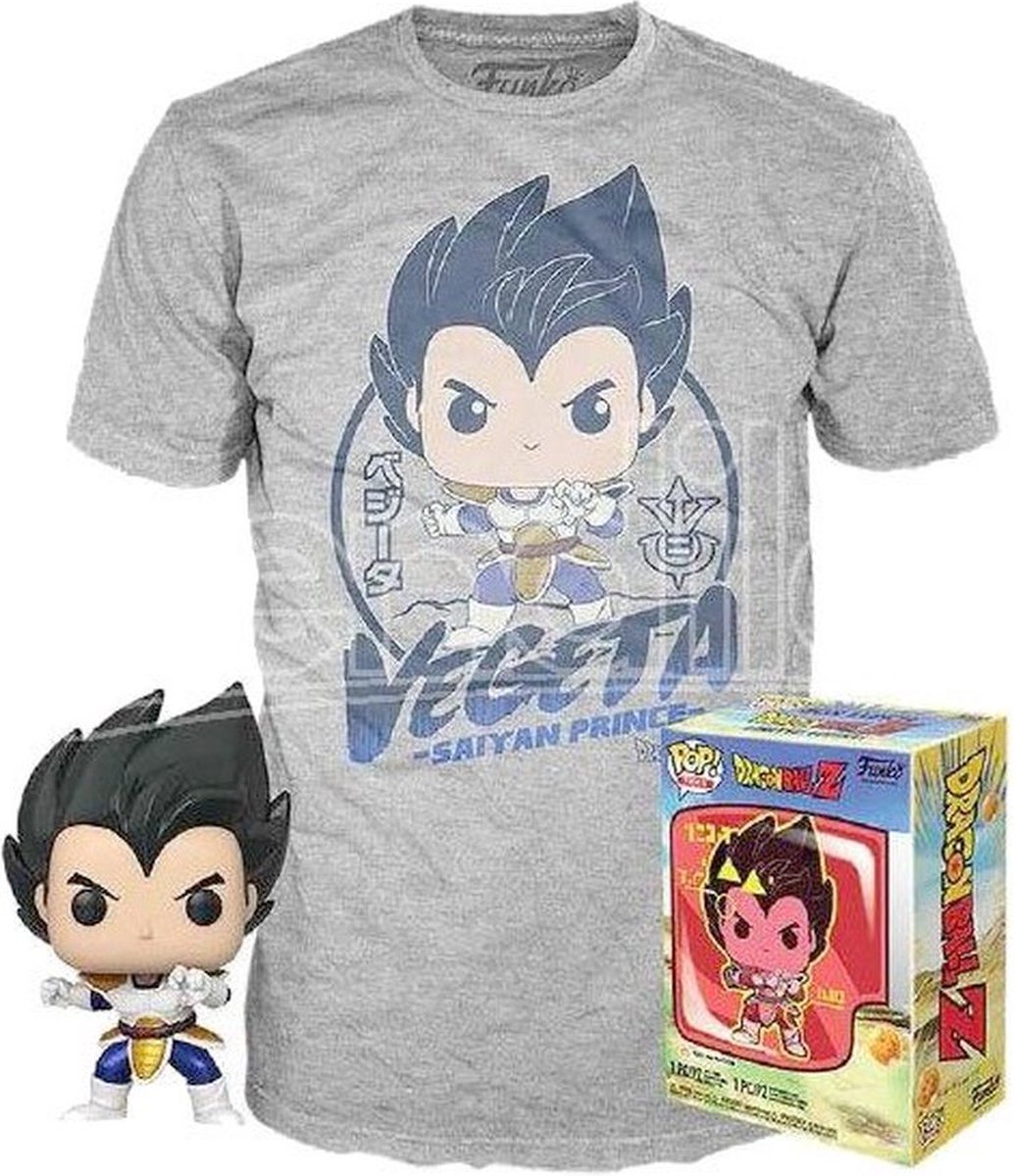   Dragon Ball Z Verzamelfiguur & Tshirt Set -M- POP! & Tee Box Vegeta Grijs