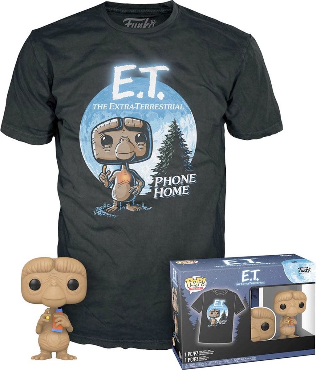   E.T. Verzamelfiguur & Tshirt Set -L- POP! & Tee Box E.T. With Candy Zwart