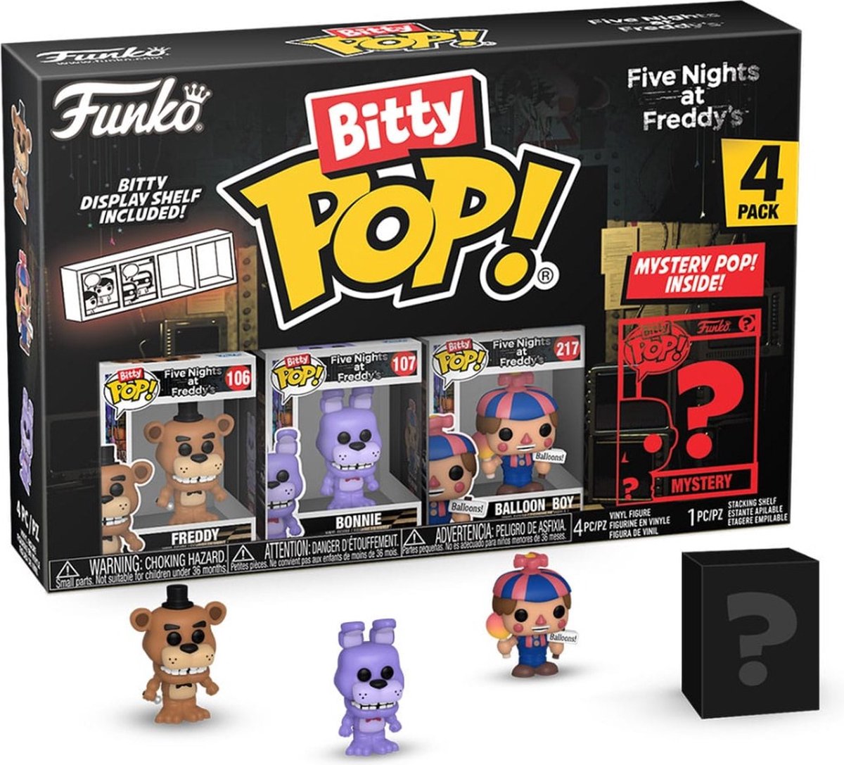  Freddy, Bonnie, Balloon Guy and mystery chase -   Bitty Pop! - Five Nights at Freddys Figuur - 2cm