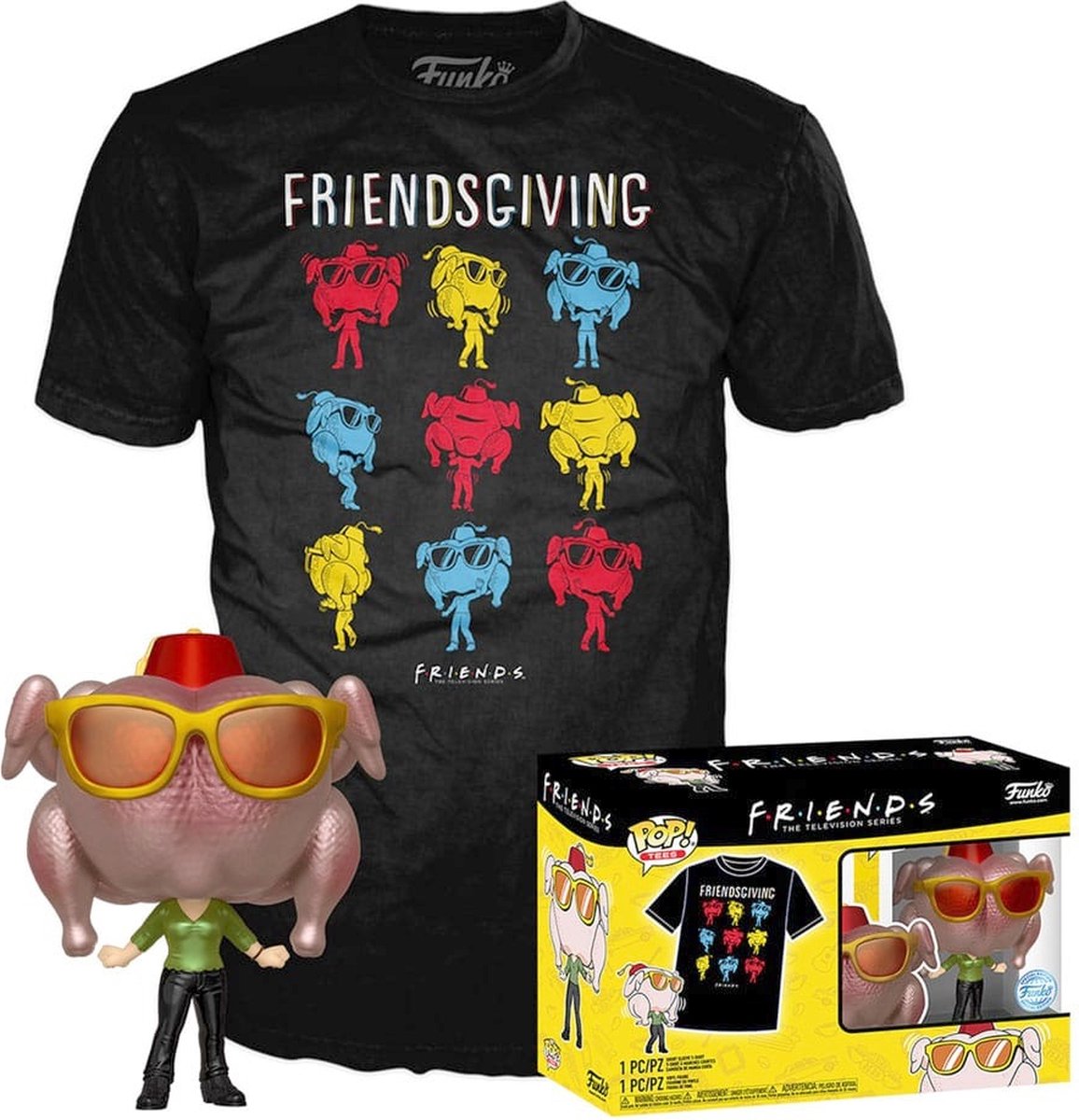   Friends Verzamelfiguur & Tshirt Set -M- POP! & Tee Box Monica With Turkey Zwart