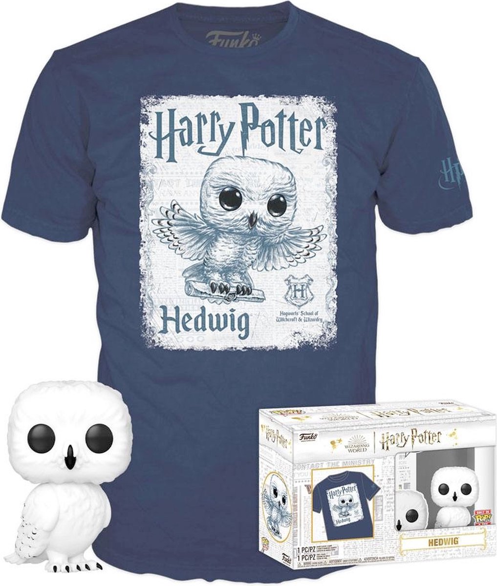   Harry Potter Verzamelfiguur & Tshirt Set -L- POP! & Tee Box Hedwig Blauw