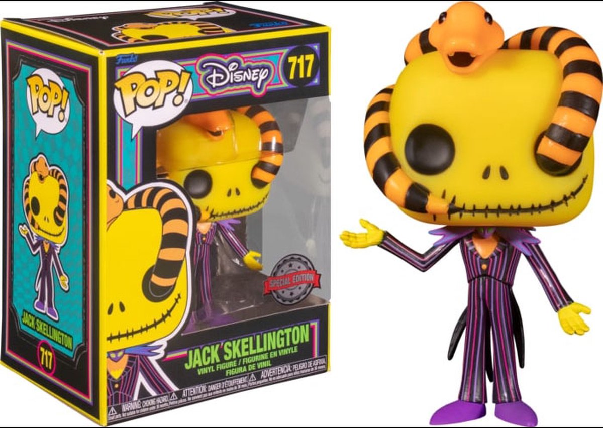 Funko Jack met Snake (Black Light) - Funko Pop! - Nightmare Before Christmas Figuur - 9cm