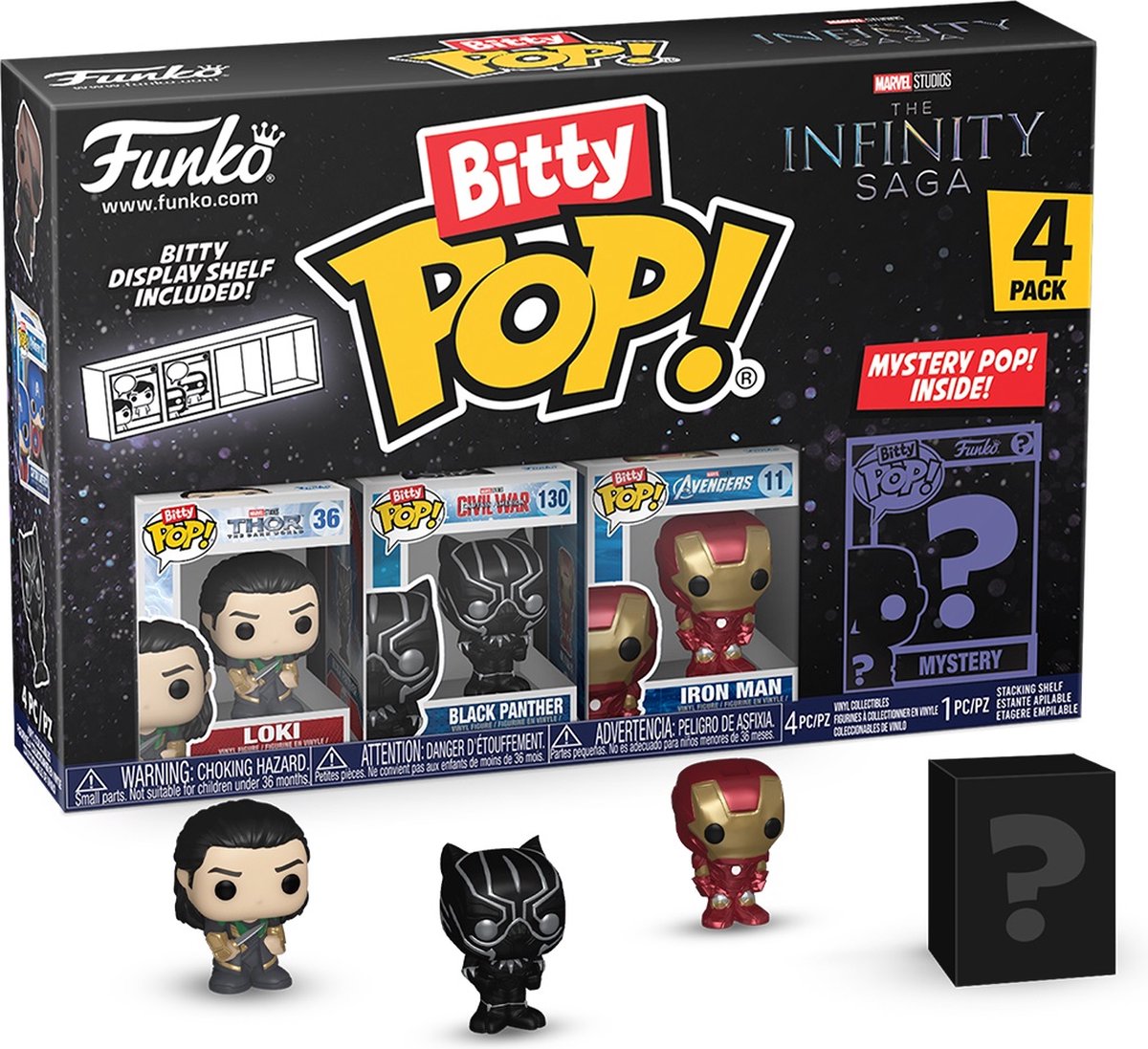   Loki, Black Panther, Iron Man and mystery chase -   Bitty Pop! - The Infinity Saga Figuur - 2cm
