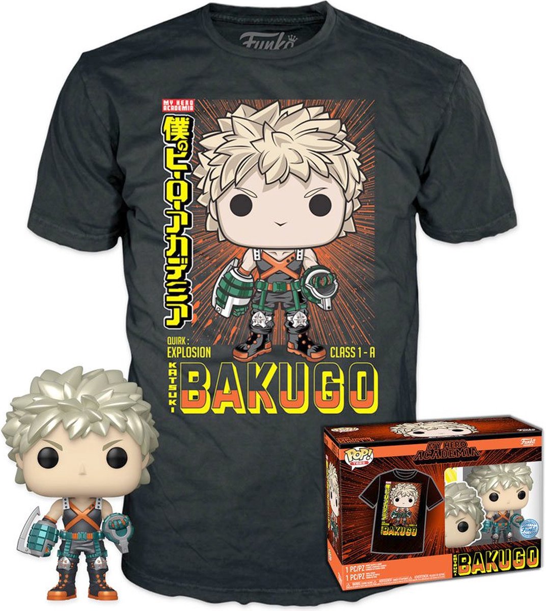   My Hero Academia Verzamelfiguur & Tshirt Set -S- POP! & Tee Box Katsuki Zwart