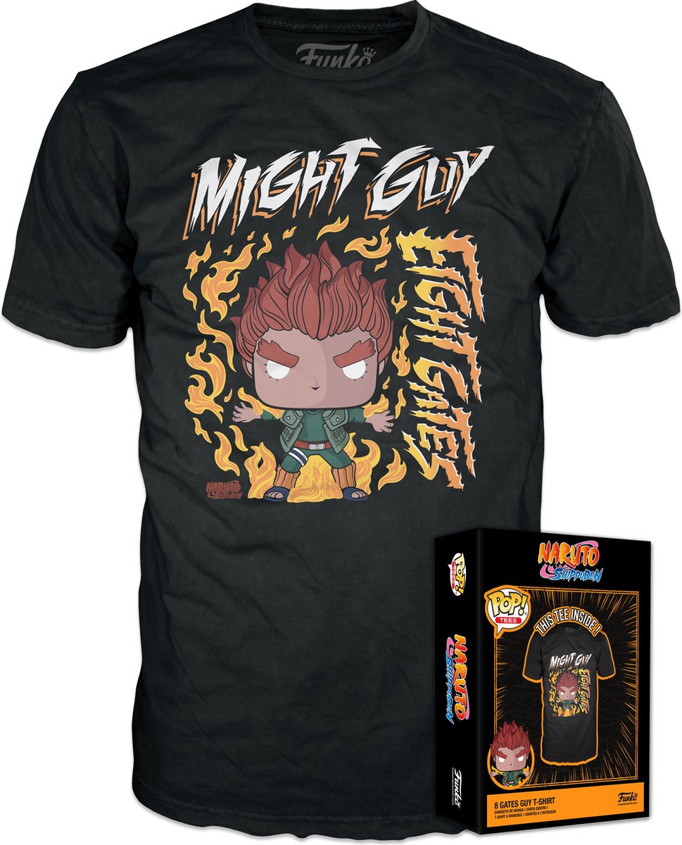   Naruto - POP! Boxed Tee 8 Gates Guy Heren T-shirt - L - Zwart