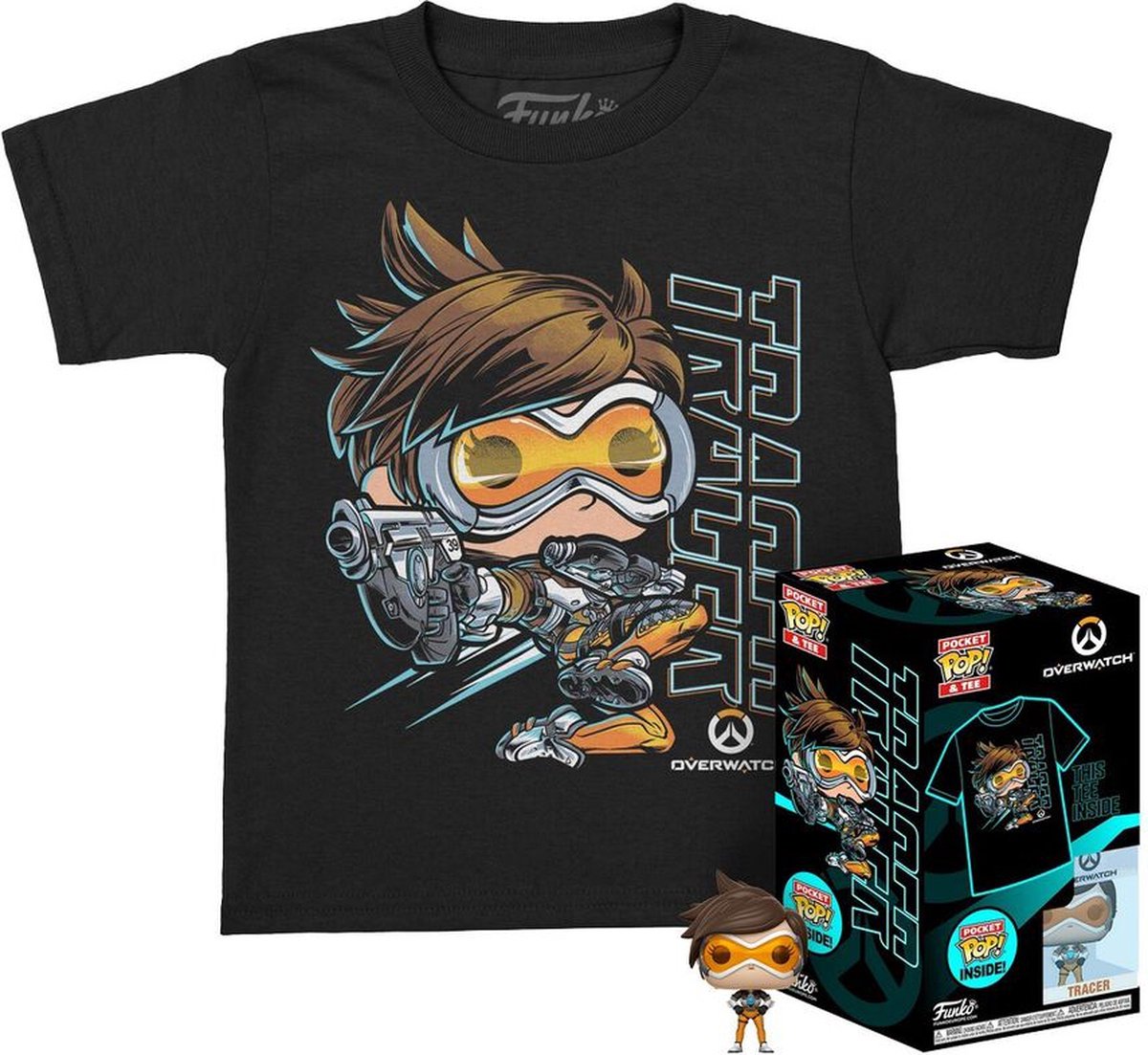   Pocket Pop Tee Box ! Overwatch Tracer Kinderen T-Shirt maat XL