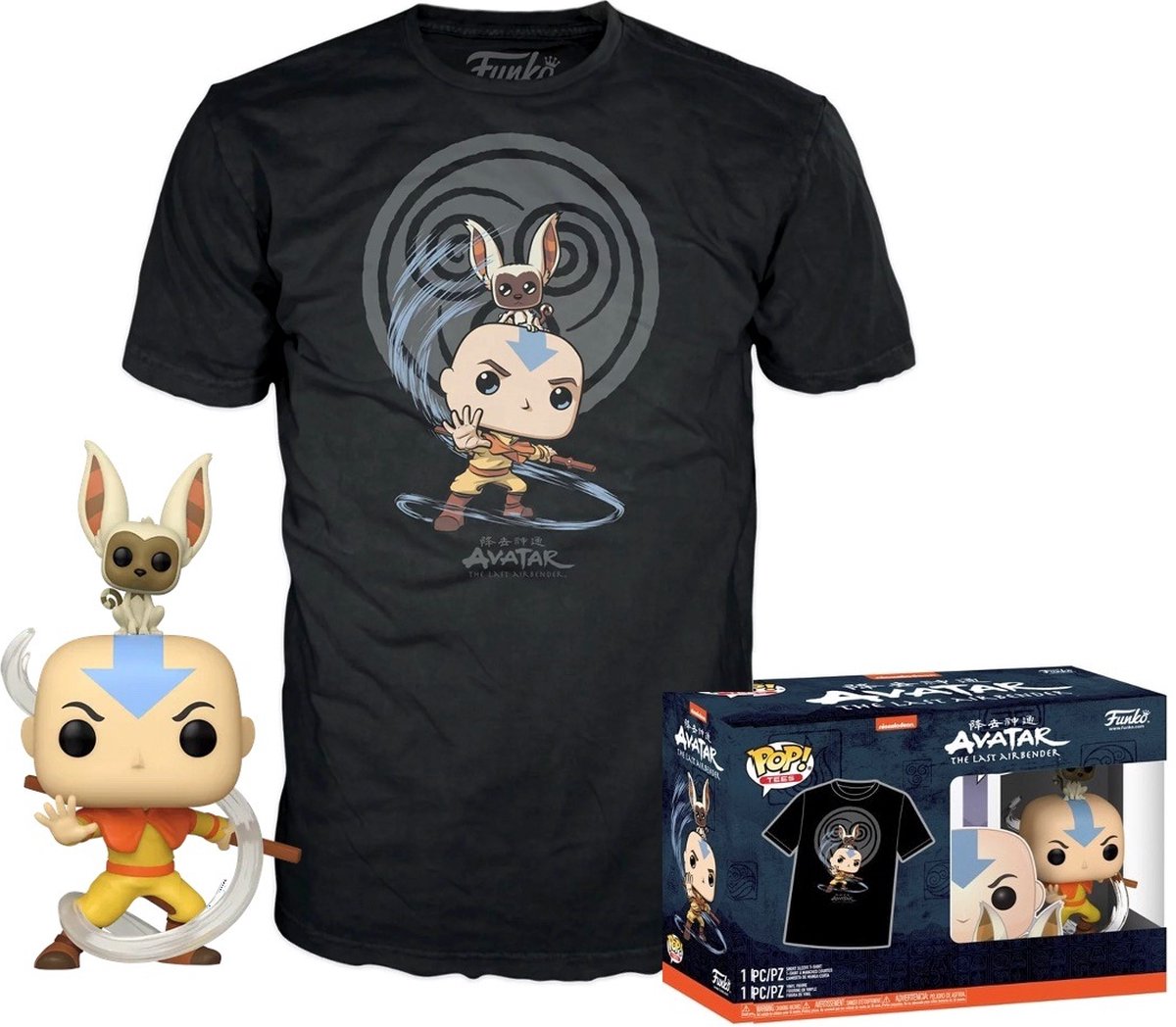   Pop! Animation: Avatar - Aang with Momo tee box (Glows in the Dark Exclusive) - Maat XL