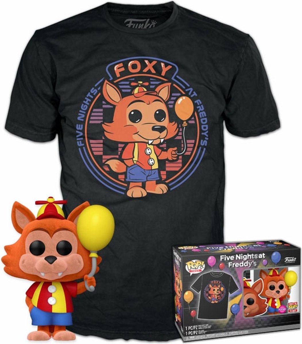   Pop! Five Nights at Freddys - Balloon Foxy 907 Flocked Tee box maat L