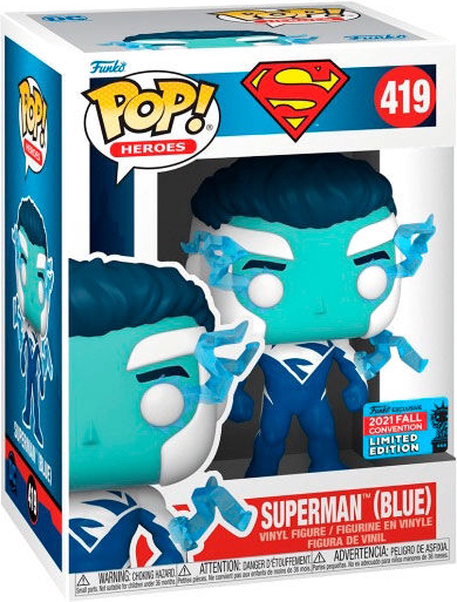   Pop! Heroes Superman (Blue) 419 - 2021 Fall Convention LE - Zeldzaam Rare Chase Exclusive