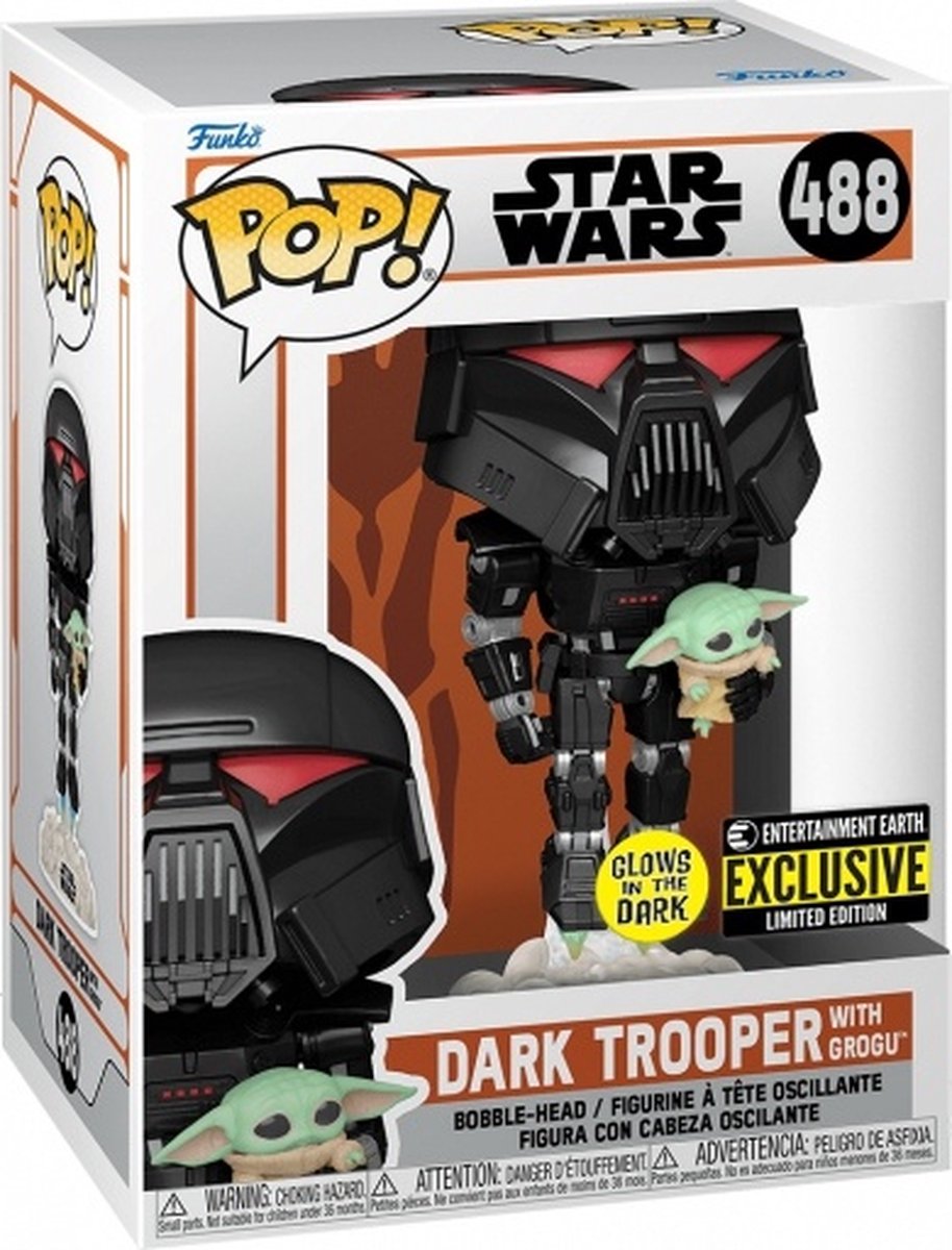   Pop! Star Wars The Mandalorian Dark Trooper With Grogu