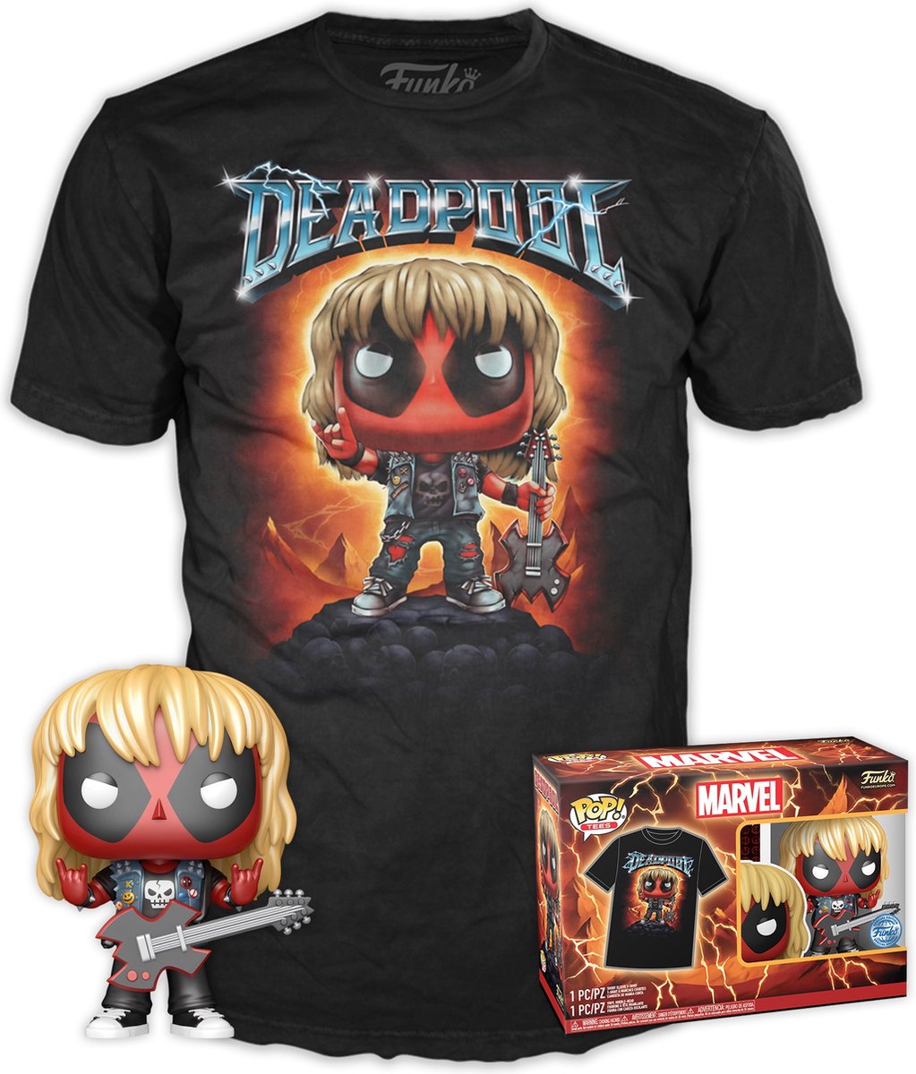   Pop! Tee Box Marvel: DeadPool (Heavy Metal) Guitar Metallic Special Edition Exclusive - Maat XL
