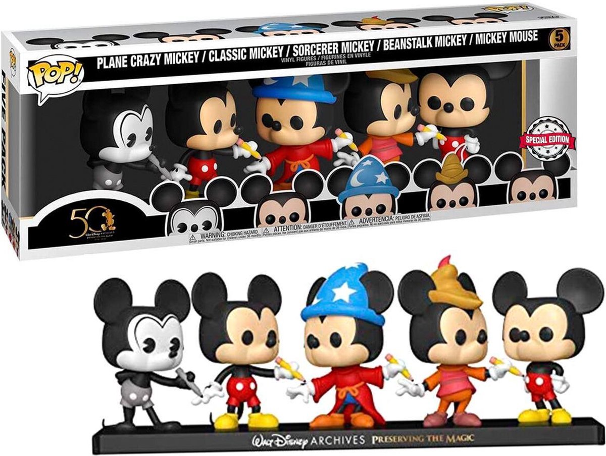   Pop: Plane Crazy Mickey - Classic Mickey - Sorcerer Mickey - Beanstalk Mickey - Mickey Mouse - 5-Pack Special Edition