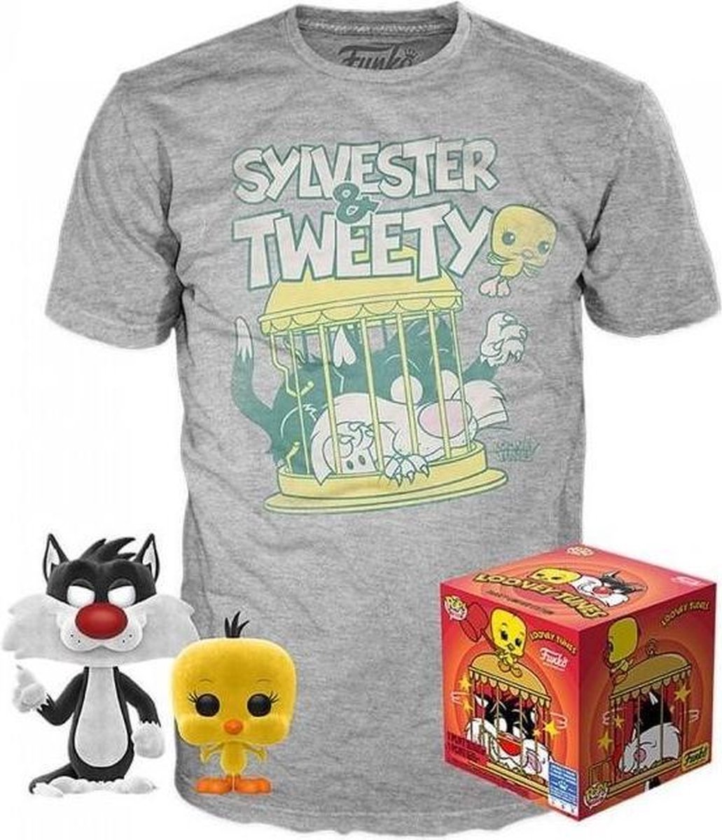 LOONEY TUNES - POP N° 309 Sylvester & Tweety FLOCKED SET + T-Shirt - M