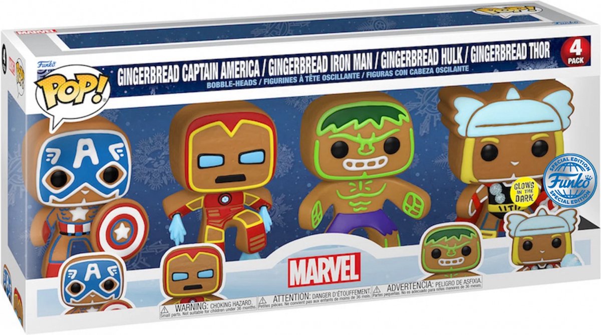 MARVEL - Holiday Gingerbread - 4 Pack   Pop GITD SPECIAL EDITION