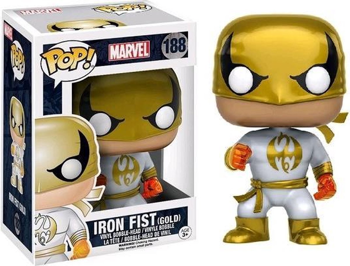 MARVEL IRON FIST - Bobble Head POP N° 188 - Iron Fist White / Gold LTD