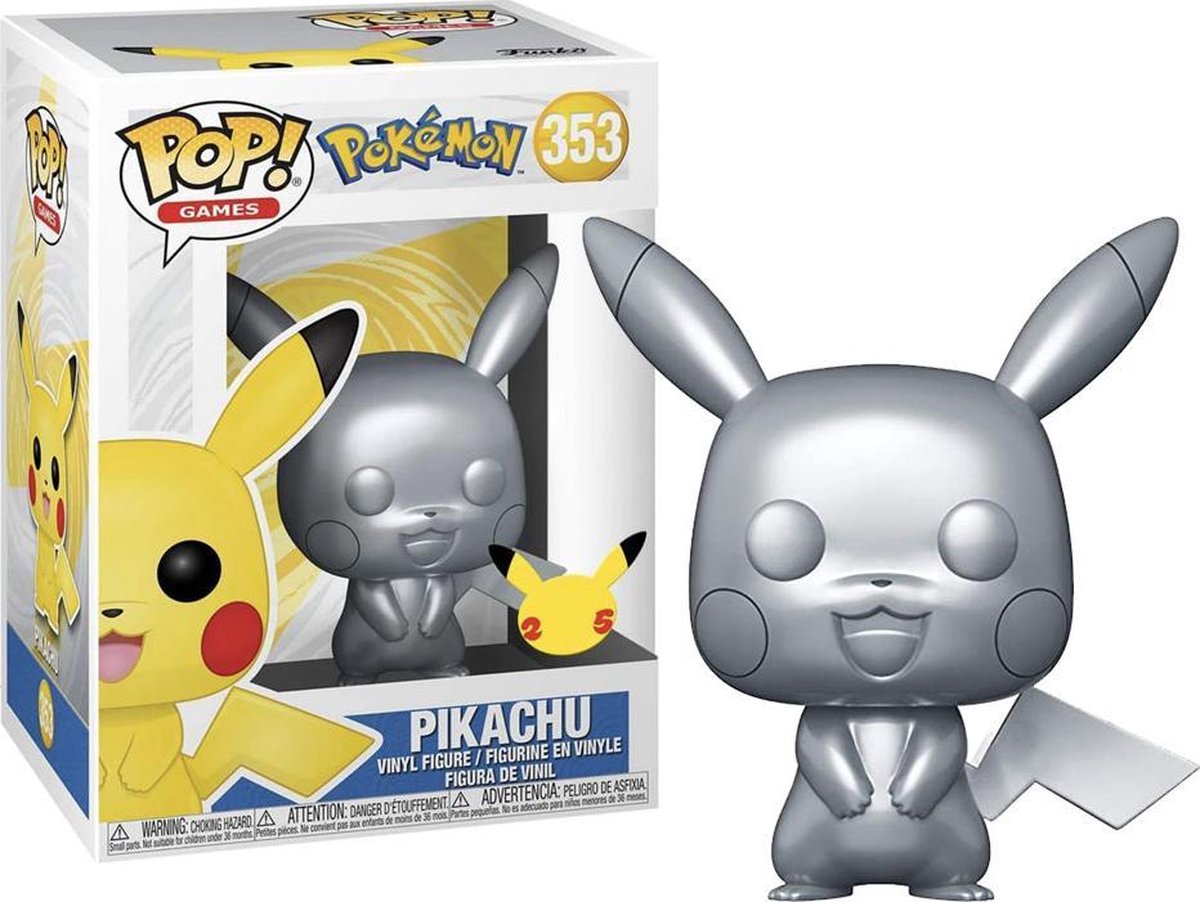 Pikachu (Silver Metallic) 10 inch -   Pop! Games - Pokemon