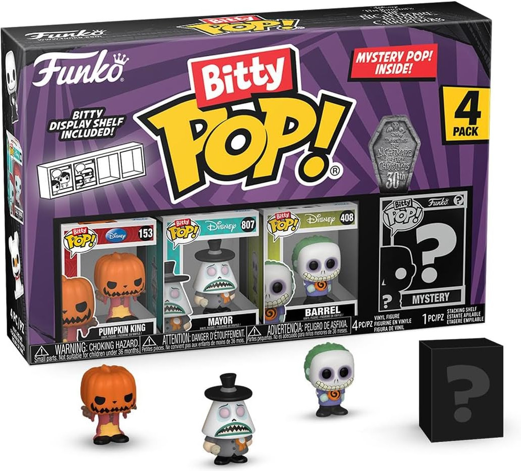 The Nightmare Before Christmas 30th Anniversary   Bitty Pop! 4-Pack: Pumpkin King / Mayor / Barrel