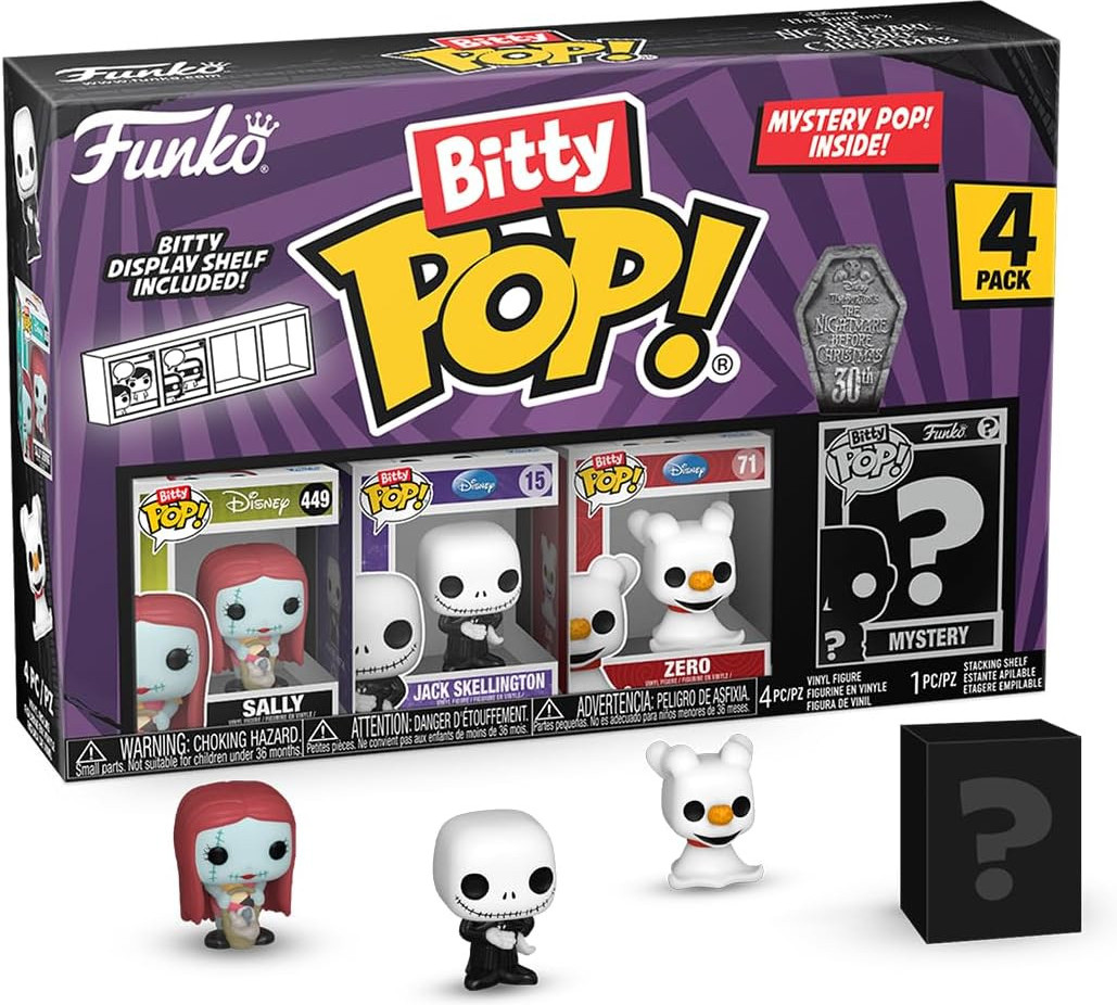 The Nightmare Before Christmas 30th Anniversary   Bitty Pop! 4-Pack: Sally / Jack Skellington / Zero