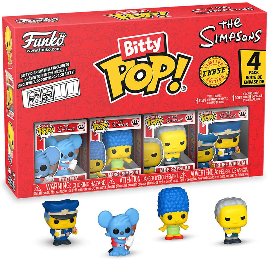 The Simpsons   Bitty Pop! 4-Pack: Itchy / Marge Simpson / Moe Szyslak / Chase Figuur