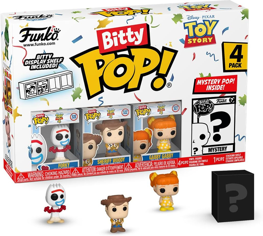 Toy Story   Bitty Pop! 4-Pack: Forky / Sheriff Woody / Gabby Gabby