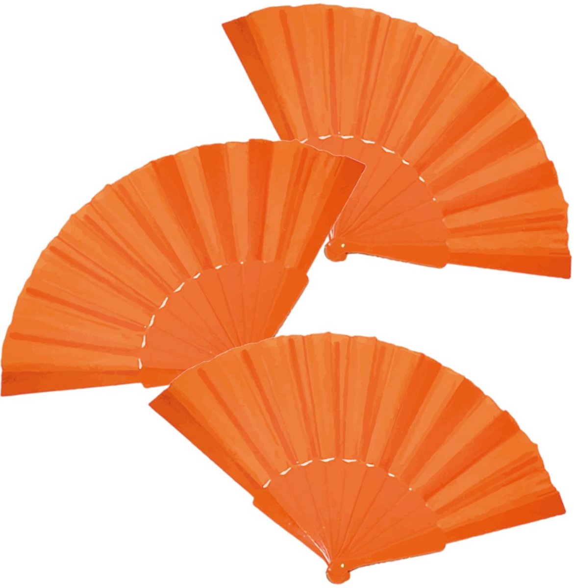 4x stuks handwaaiers/Spaanse waaiers oranje - polyester - Verkoeling in de zomer