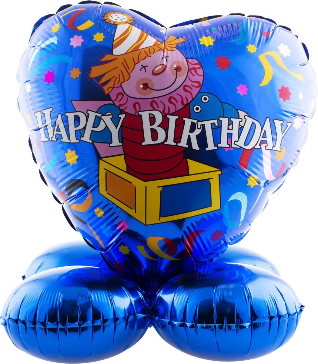 Ballondecoratie op voet HAPPY BIRTHDAY blauw - 45 x 30 cm - DIY - complete set