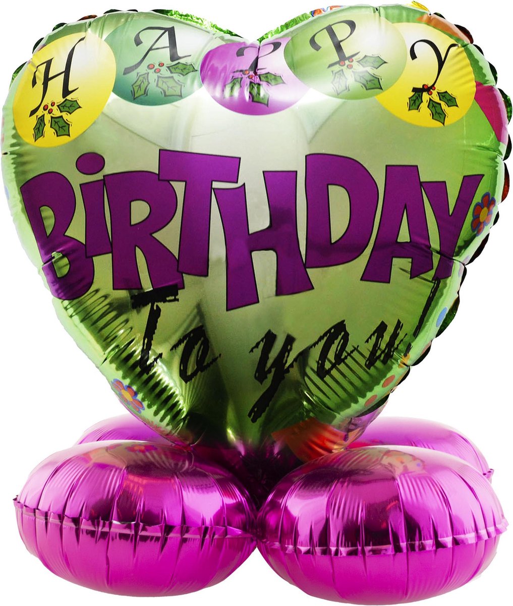 Ballondecoratie op voet HAPPY BIRTHDAY groen - 45 x 30 cm - DIY - complete set