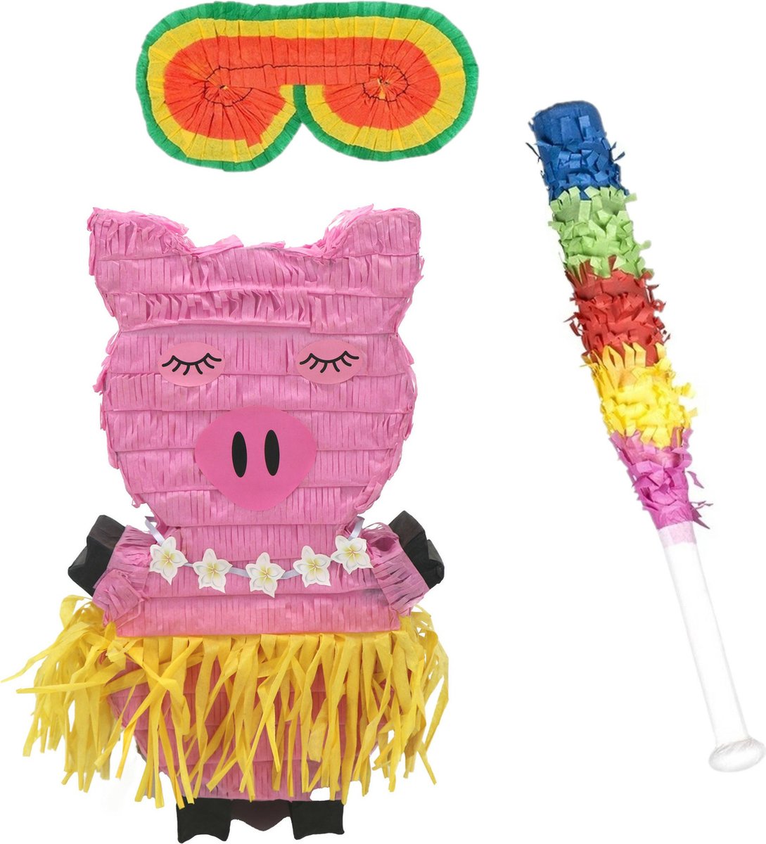 Funny Fashion - Verjaardag Pinata Varken - 42 x 26 cm - set met stok en masker