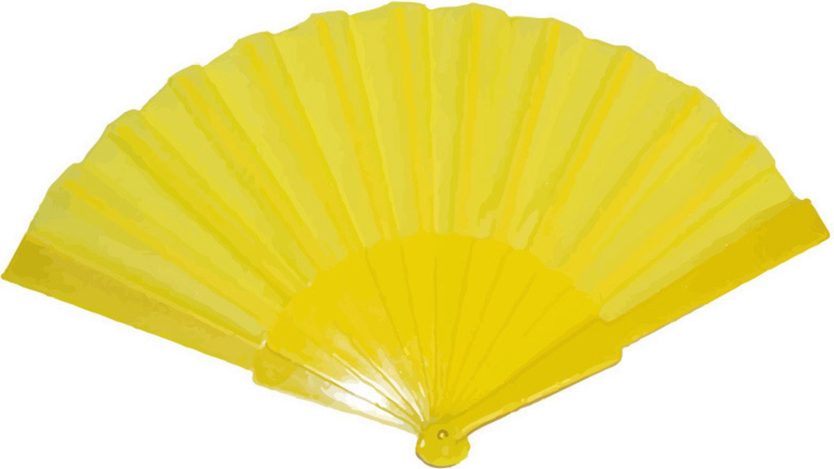 Handwaaier/Spaanse waaier geel - polyester - Verkoeling in de zomer