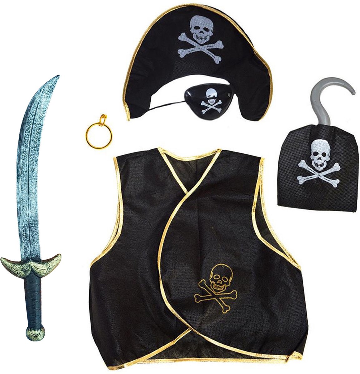 Kinderen speelgoed verkleed set in Piraten stijl thema 6-delig