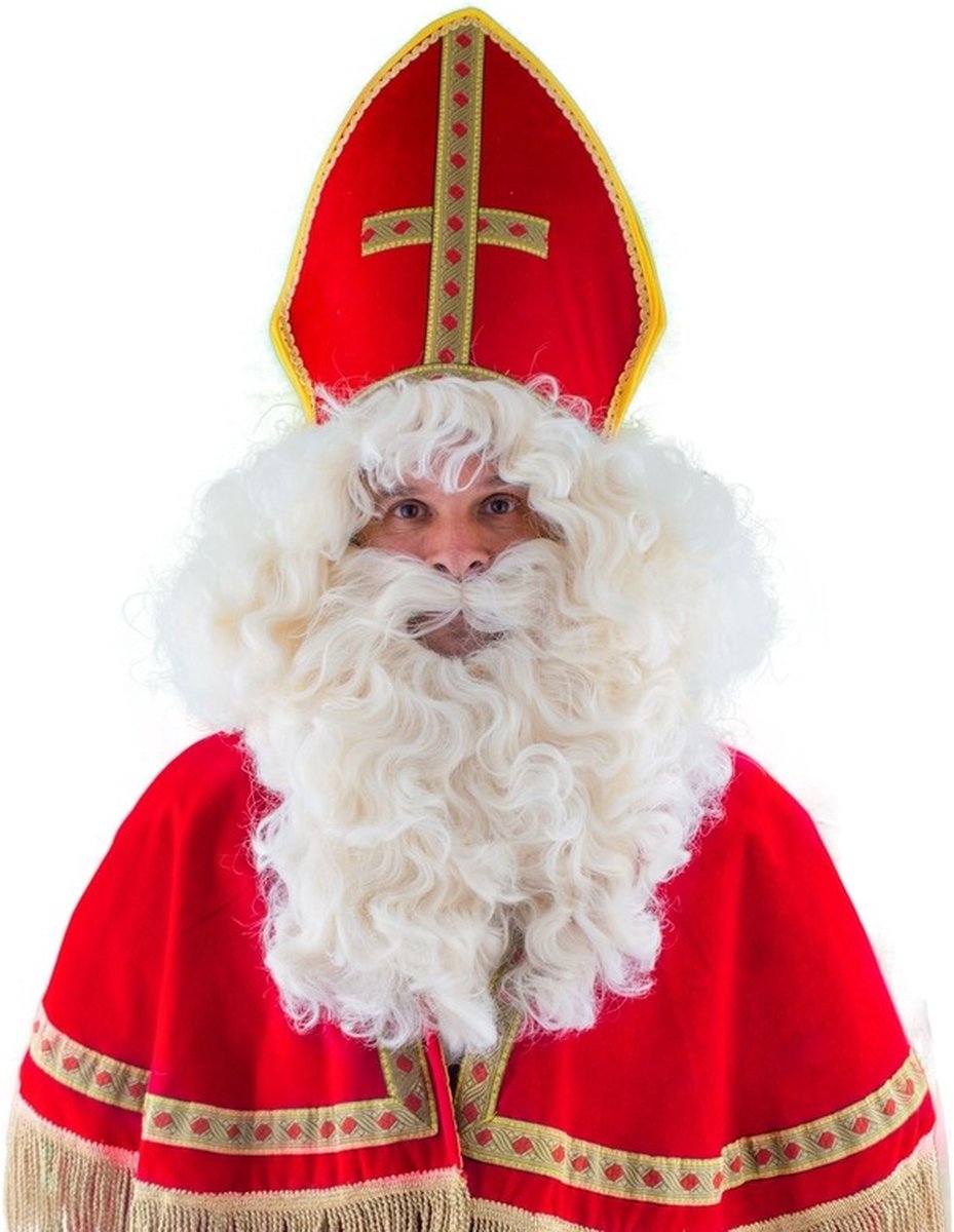 Luxe Sinterklaas pruik met baard en snor