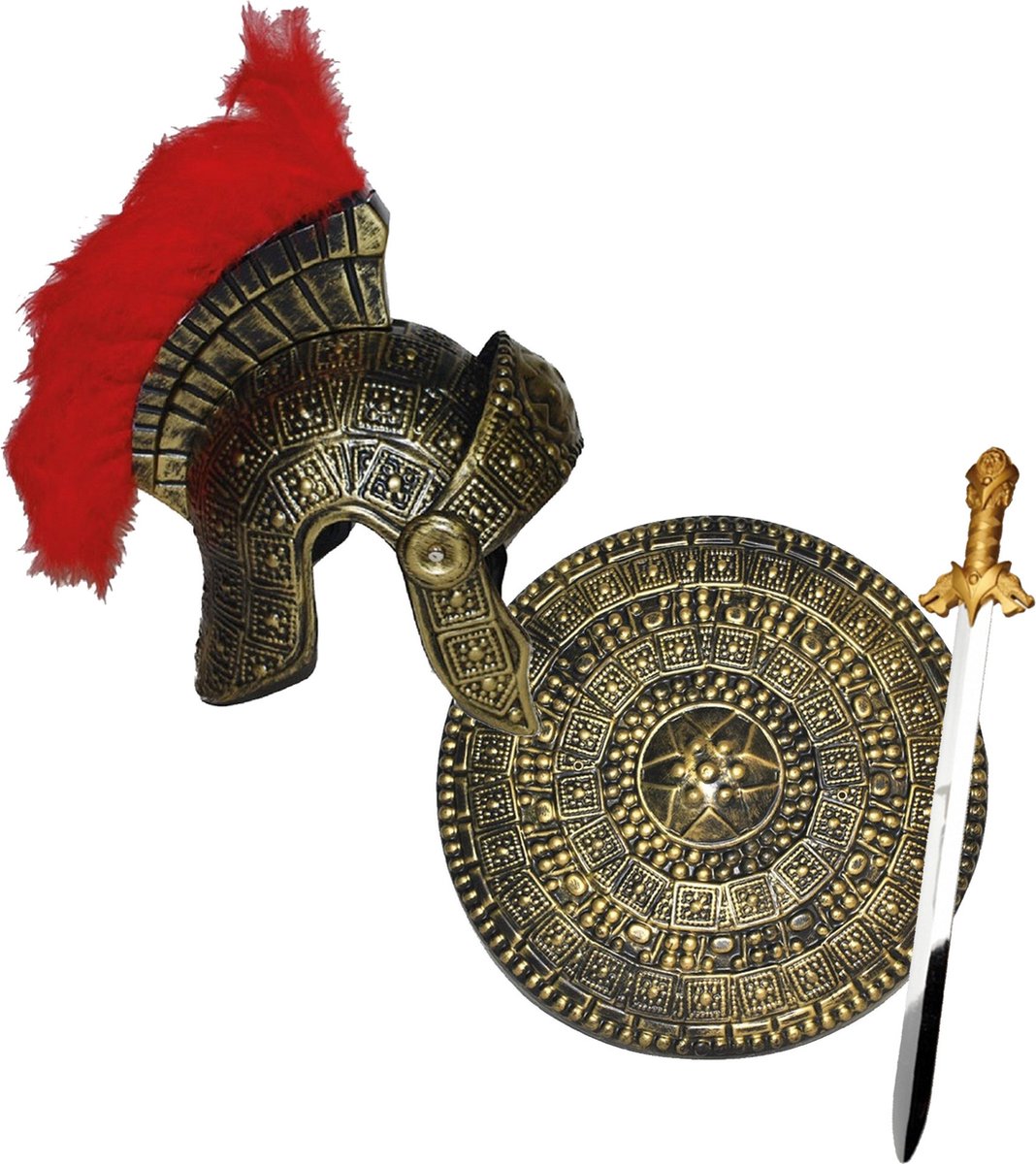 Romeinse ridder/Gladiator krijger verkleed accessoires set helm en zwaard 64 cm/Schild 45 cm voor volwassenen