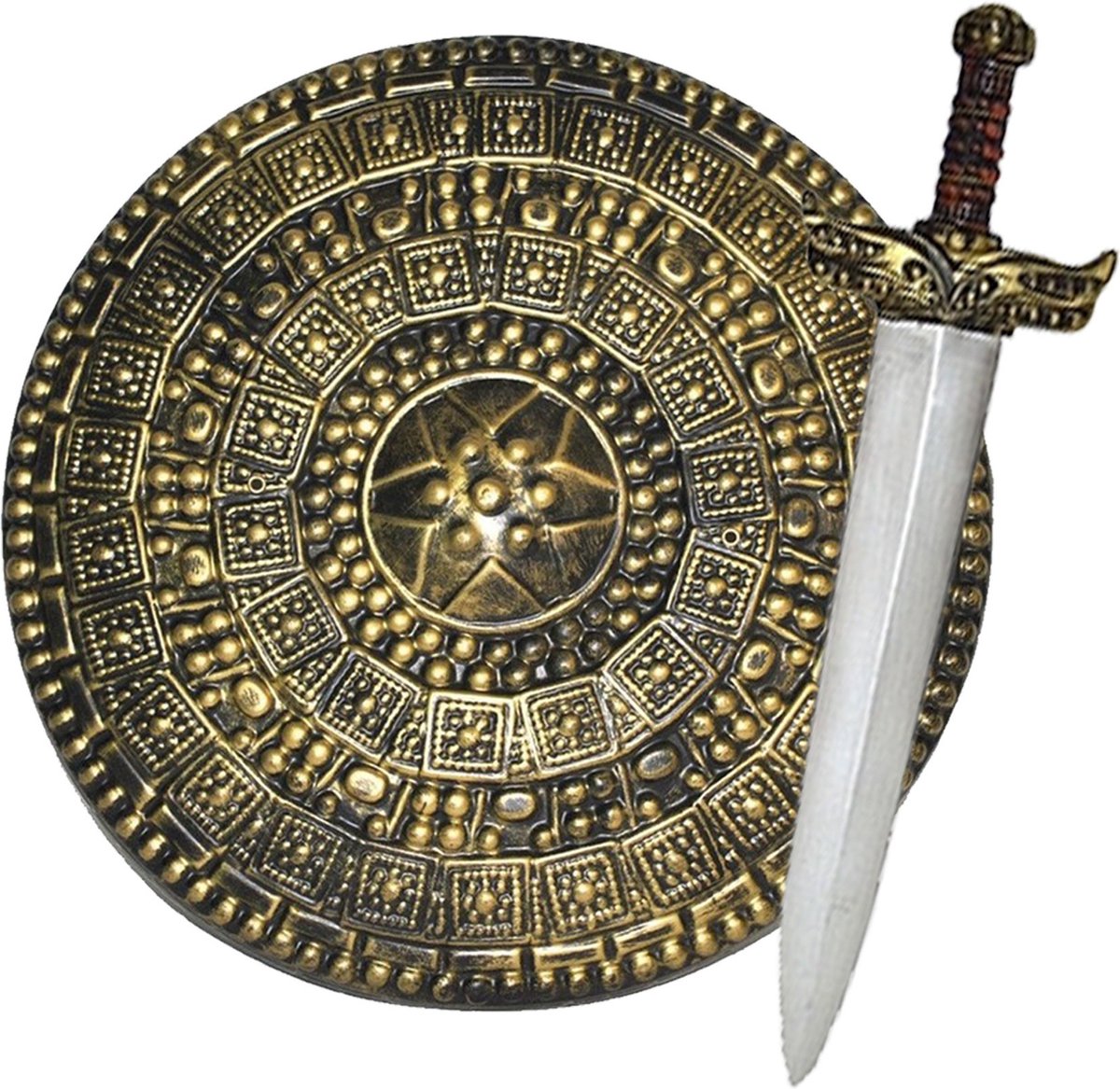Romeinse ridder/Gladiator krijger verkleed accessoires wapens set zwaard 74 cm/Schild 45 cm voor volwassenen en kinderen