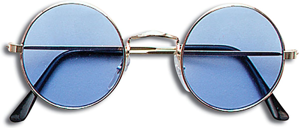 Ronde John Lennon vorm verkleed bril blauw - Sixties/hippie/flower power verkleed accessoire volwassenen