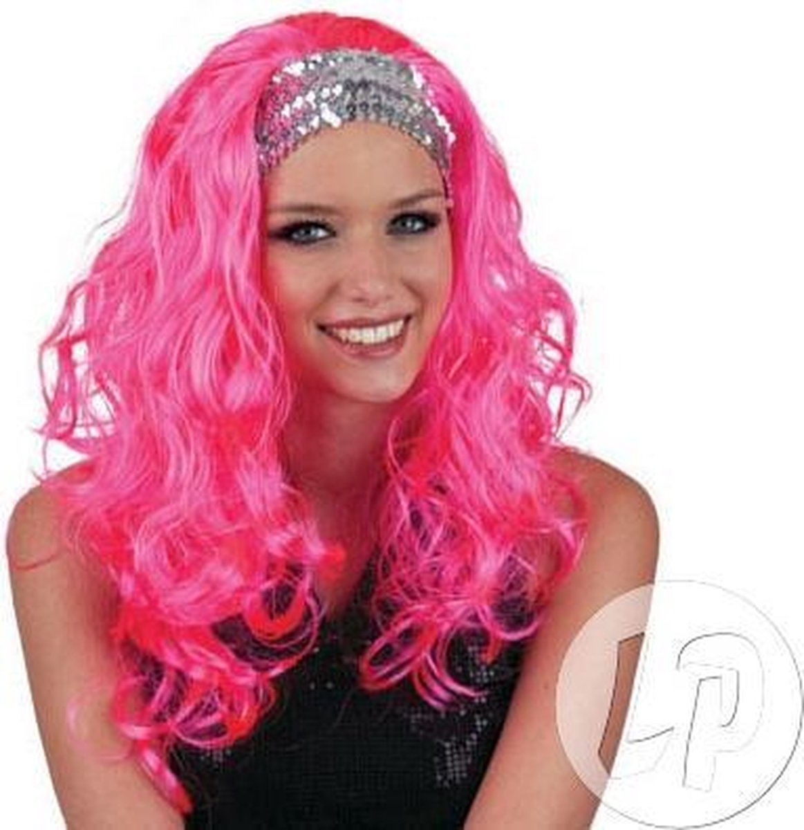 Roze pruik GoGo pink van Funny Fashion.