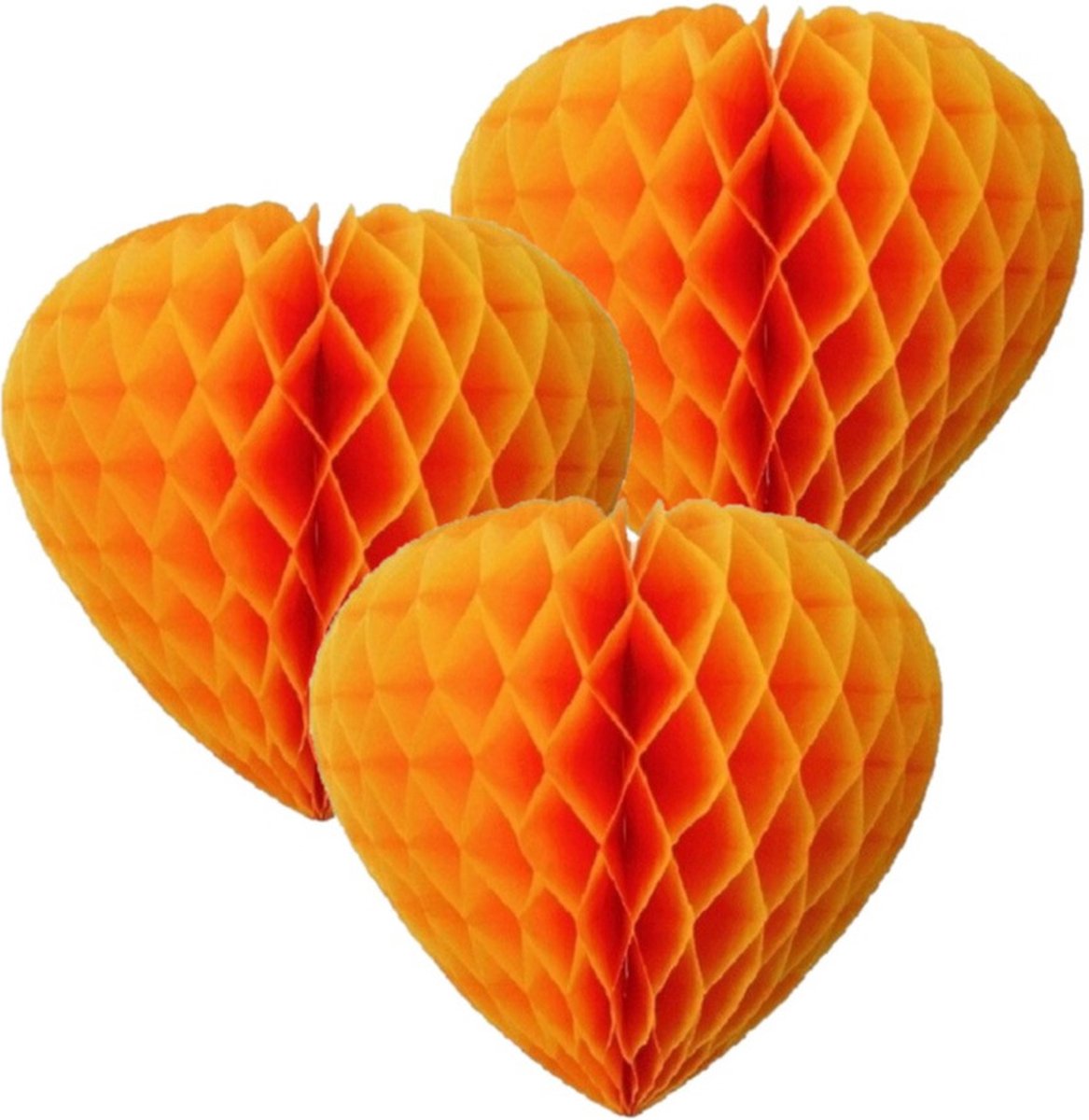 Set van 3x stuks oranje feestversiering decoratie hart 30 cm van papier - Koningsdag/ek/wk/oranje feest