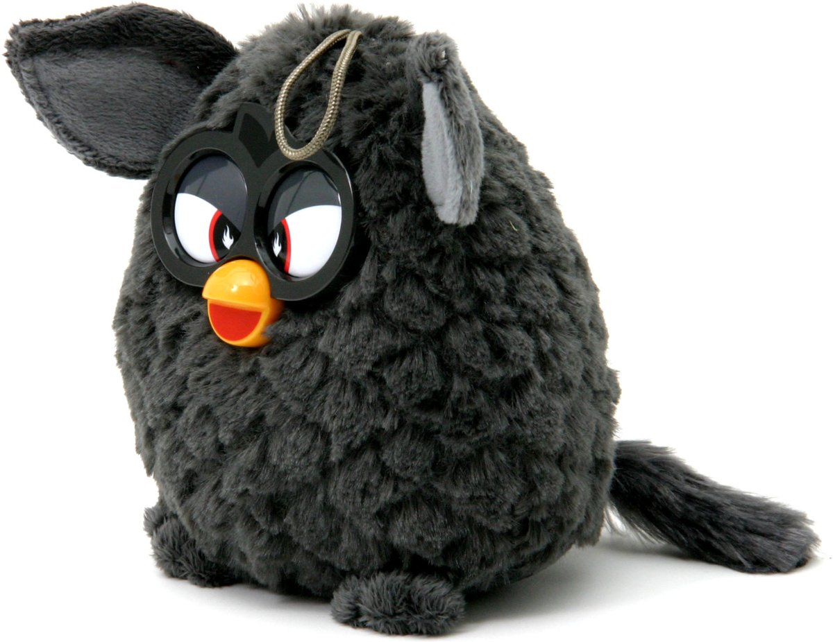 Furby pluche knuffel - grijs/zwart - 14cm