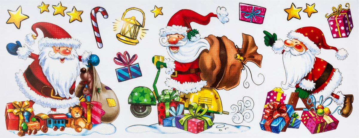 Set van 3 raamstickers kerstmis - Raam decoratie - Kerst - Kerstman -  Sneeuwpop - Feestdecoratie