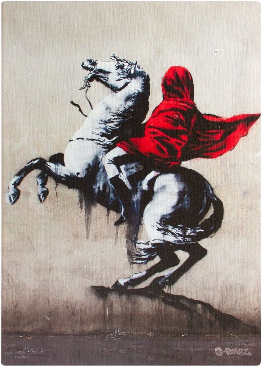 Banksy Graffiti -Blind Bonaparte - Wanddecoratie - Premium Kwaliteit - Canvas Print - Canvas Schilderijen - Muur Schilderijen - Canvas - Wanddecoratie - Afmeting 48cm x 67.5cm 2cm Dik