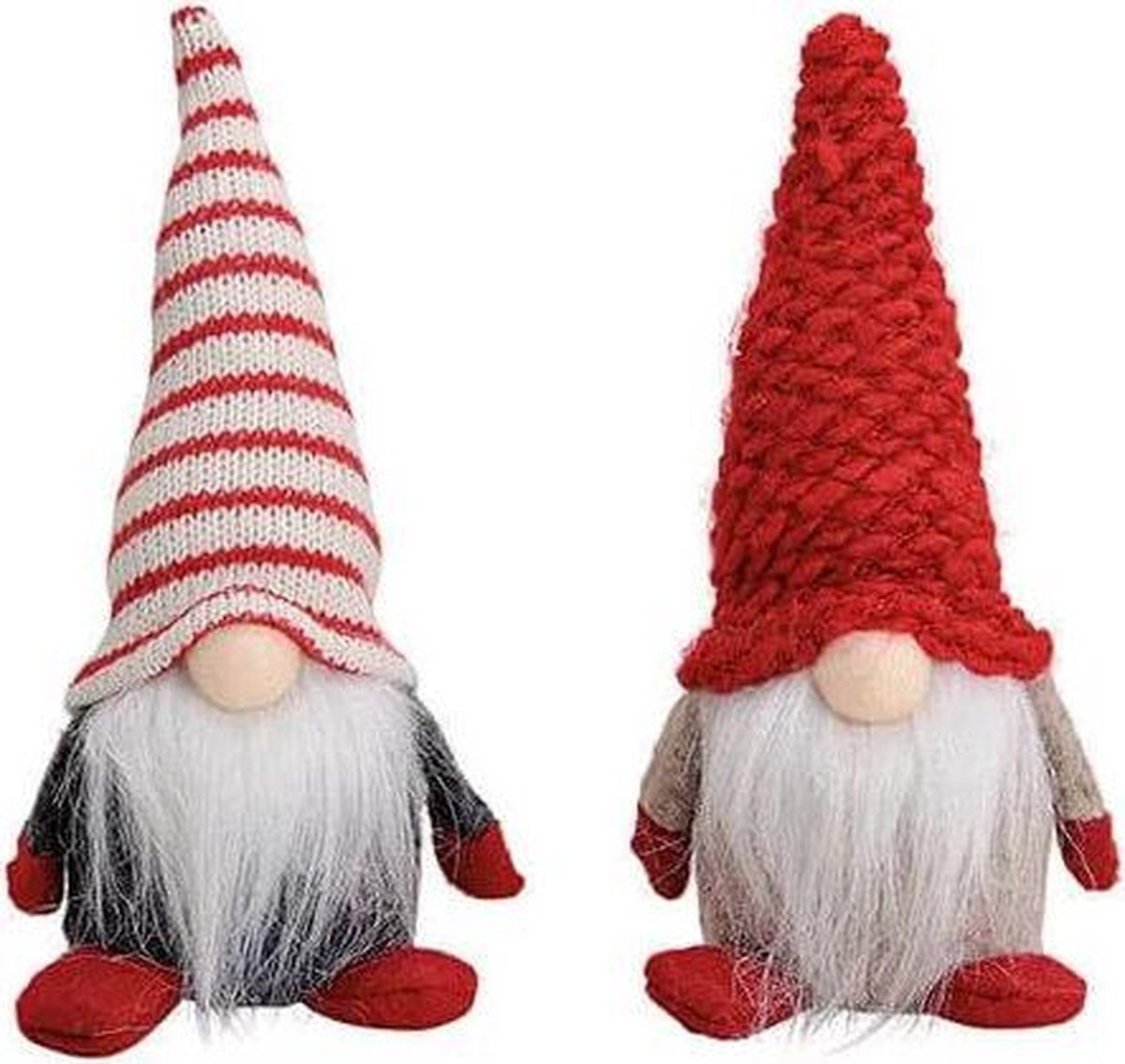 Kerstmannetjes - Gnome- Rood/Wit/Grijs - kerst - kerstdecoratie - set van 2