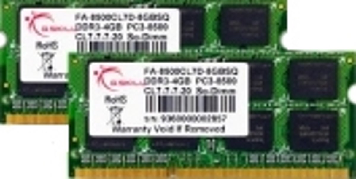 G.Skill FA-8500CL7D-8GBSQ 8GB DDR3 SODIMM 1066MHz (2 x 4 GB)