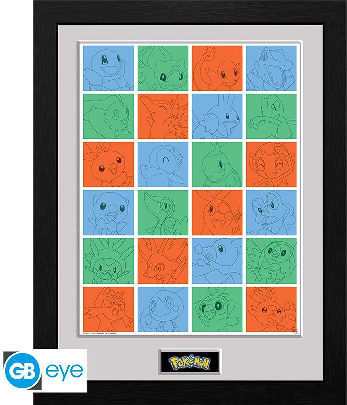 Pokemon Framed Print - First Partner Grid