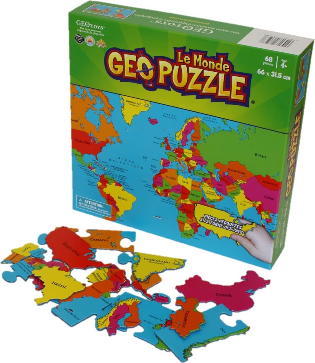 GEOToys GeoPuzzel Wereld - 68 puzzelstukjes - Frans