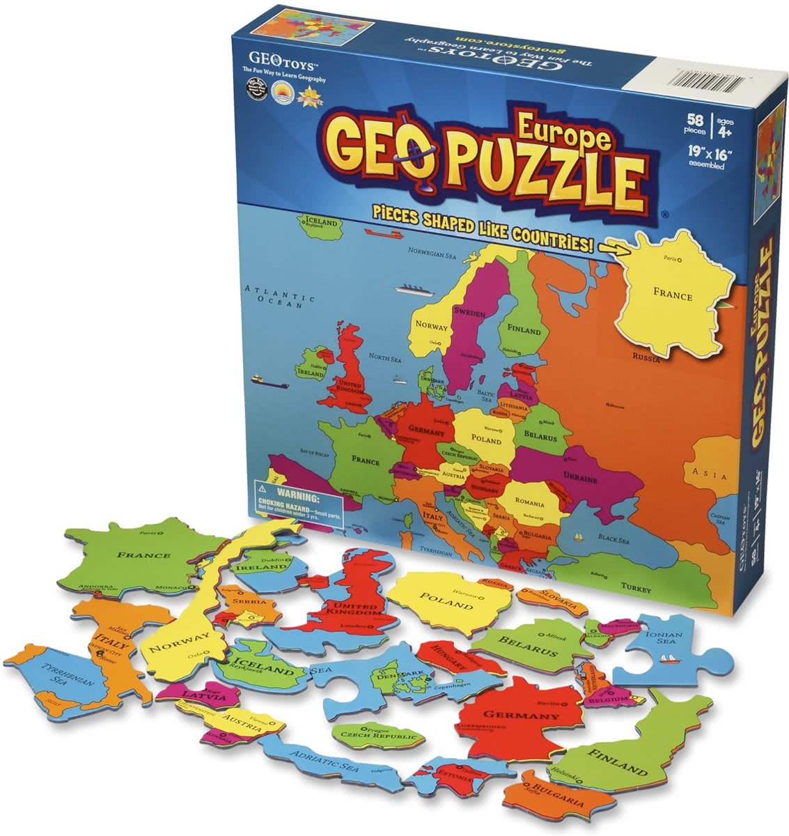 GEOToys Geopuzzel Europa - 58 puzzelstukjes - Engels