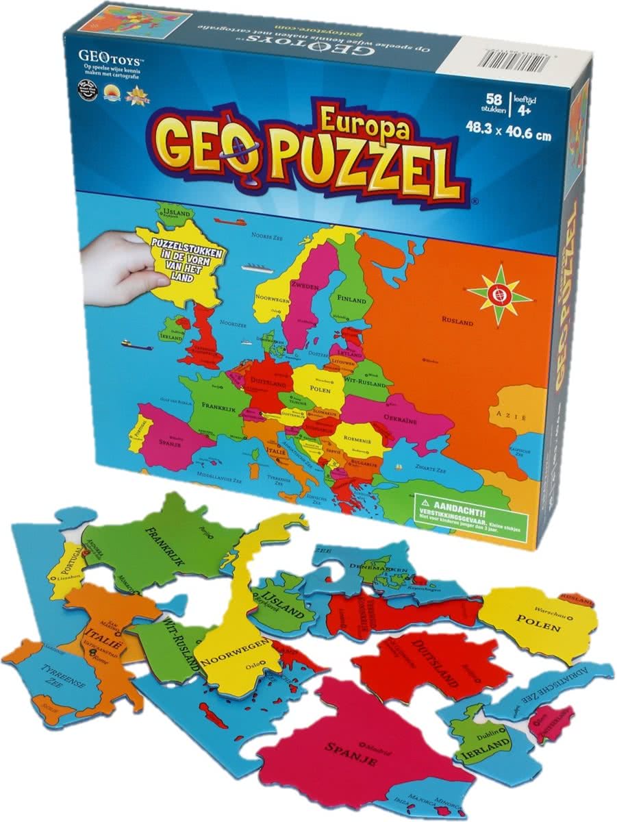 GEOToys Geopuzzel Wereldkaart Europa - 58 puzzelstukjes