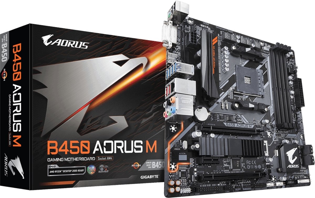 Gigabyte B450 AORUS M (rev. 1.0) moederbord Socket AM4 Micro ATX AMD B450