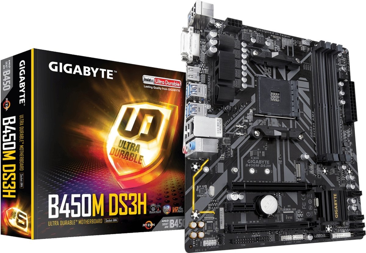 Gigabyte B450M DS3H moederbord Socket AM4 AMD B450 Micro ATX